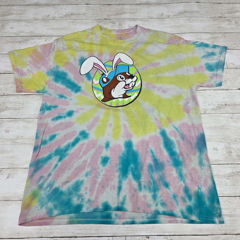 Buc-ee's T-Shirt Women Large Multicolor But Did You Dye Easter Tie-Dye Graphic‎